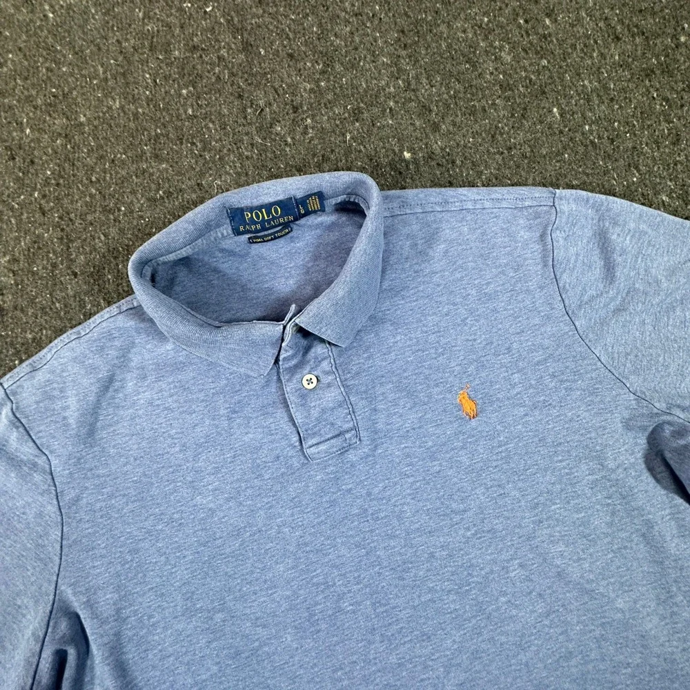 Polo Ralph Lauren Polo Men Large Blue Pima Soft Touch Short Sleeve Heathered